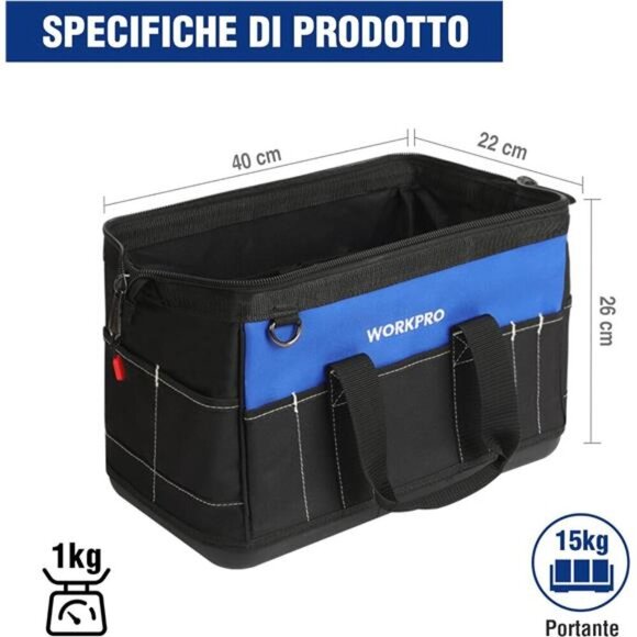 16-inch Wide Mouth Tool Bag with Water Proof Molded Base - Picture 3 of 7